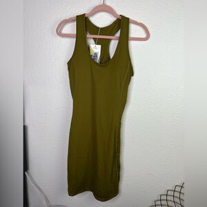 Halara Round Neck racerback Side Pocket Cool Touch Tank Dress-UPF50+ Green